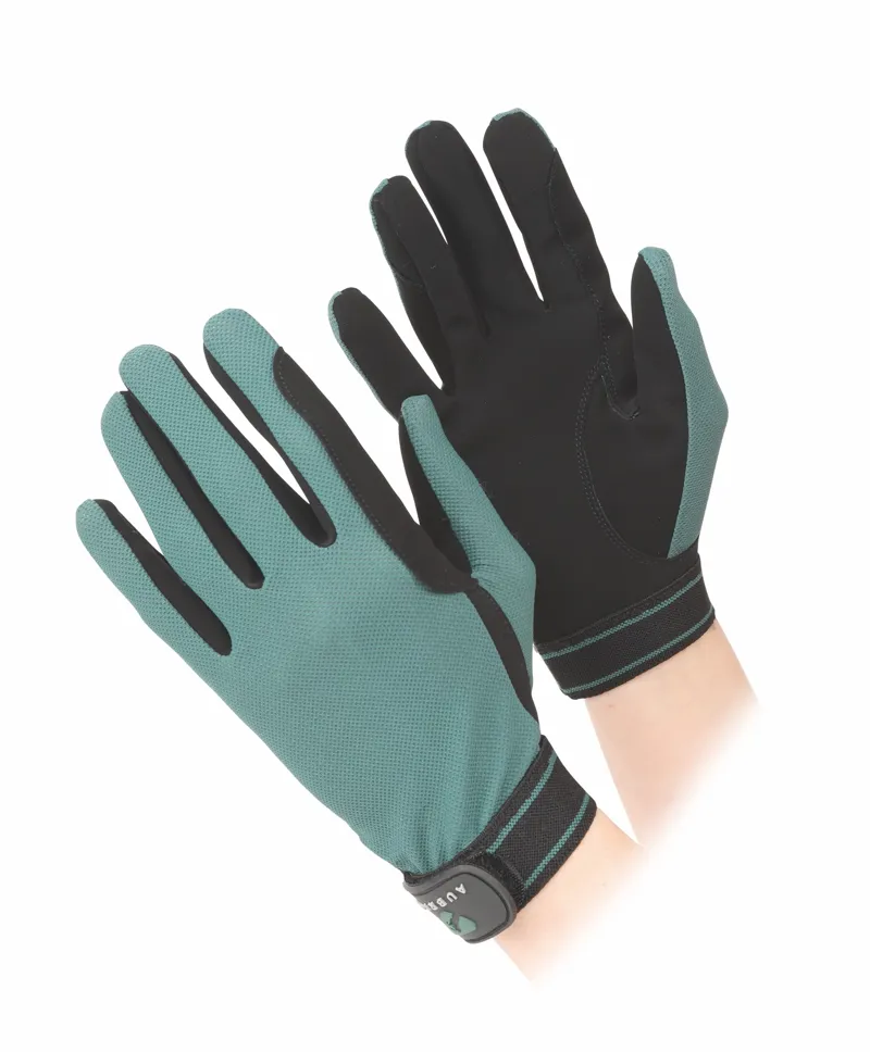 Aubrion Mesh Kids Riding Gloves in Green
