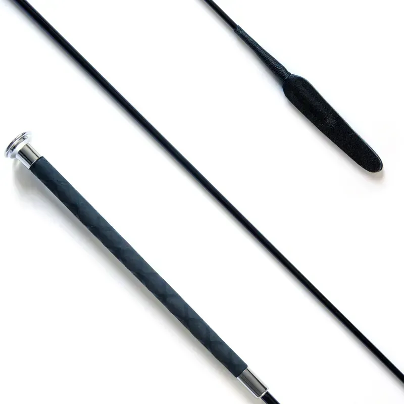 Km Elite 75cm Balanced Junior Dressage Whip With Split Flap in Black