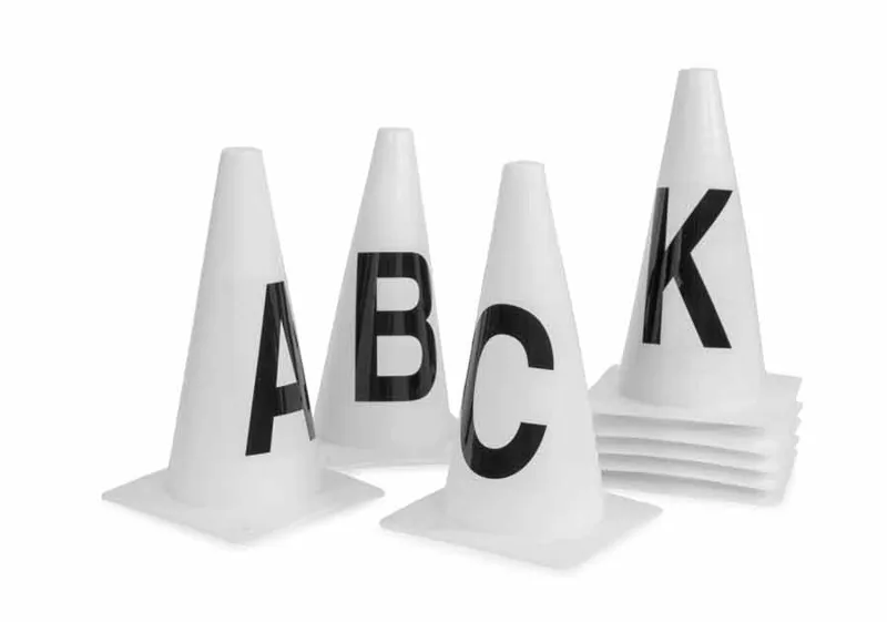 Shires One Size Dressage Marker Cones ABCEFHKM In White