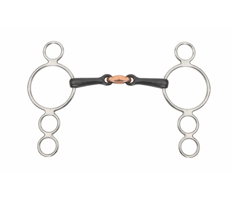 Shires Three Ring Dutch Gag bit With Lozenge in Sweet Iron 