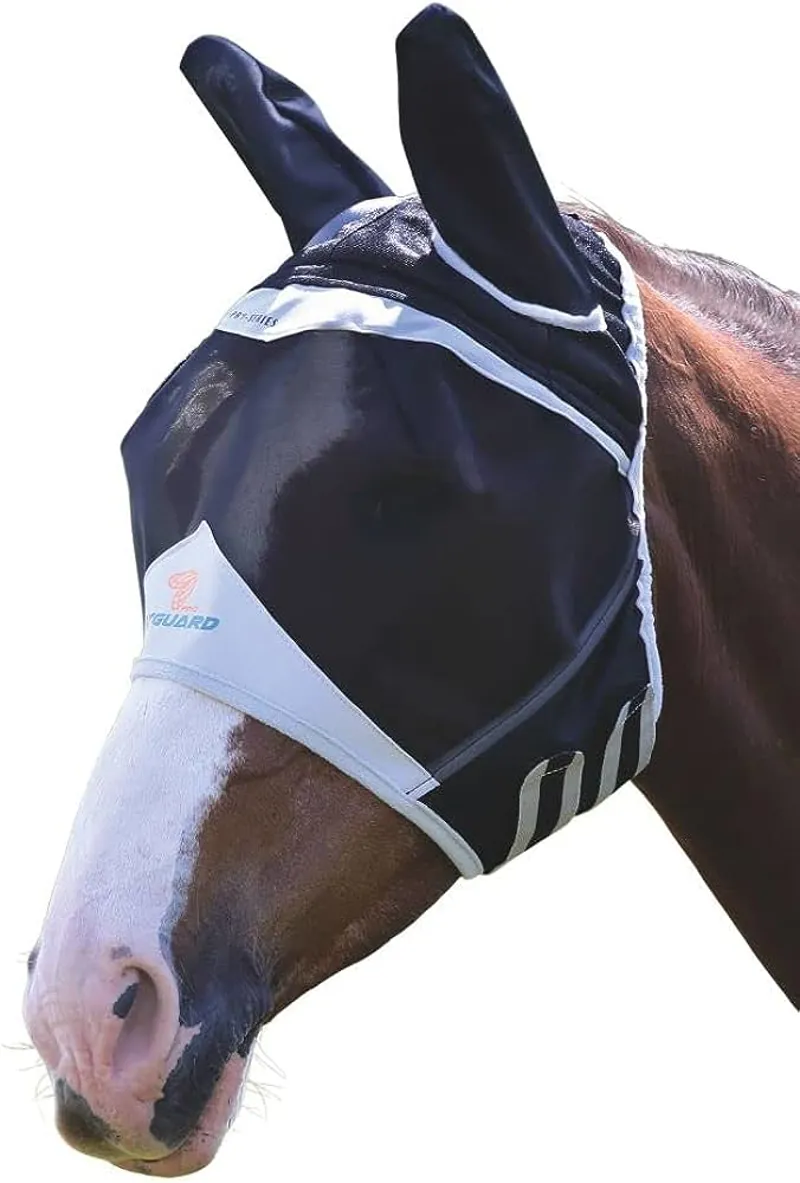 Flyguard Fine Mesh Fly Mask With Ear Hole in BLACK