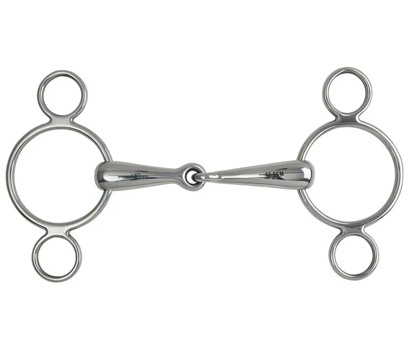 Shires Hollow Mouth Two Ring Gag bit in S/STEEL