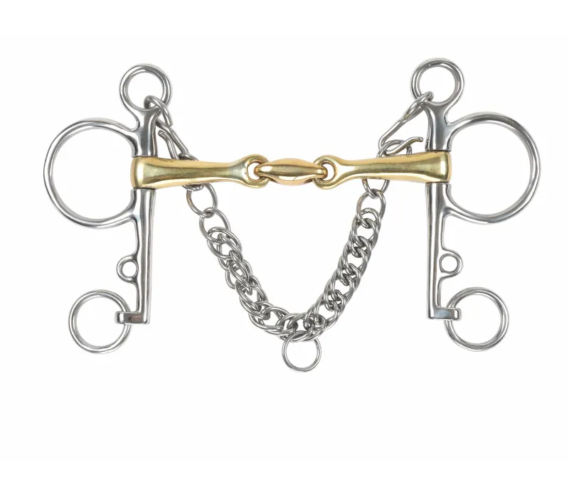 Shires Brass Alloy Pelham Bit with Lozenge in BRASS