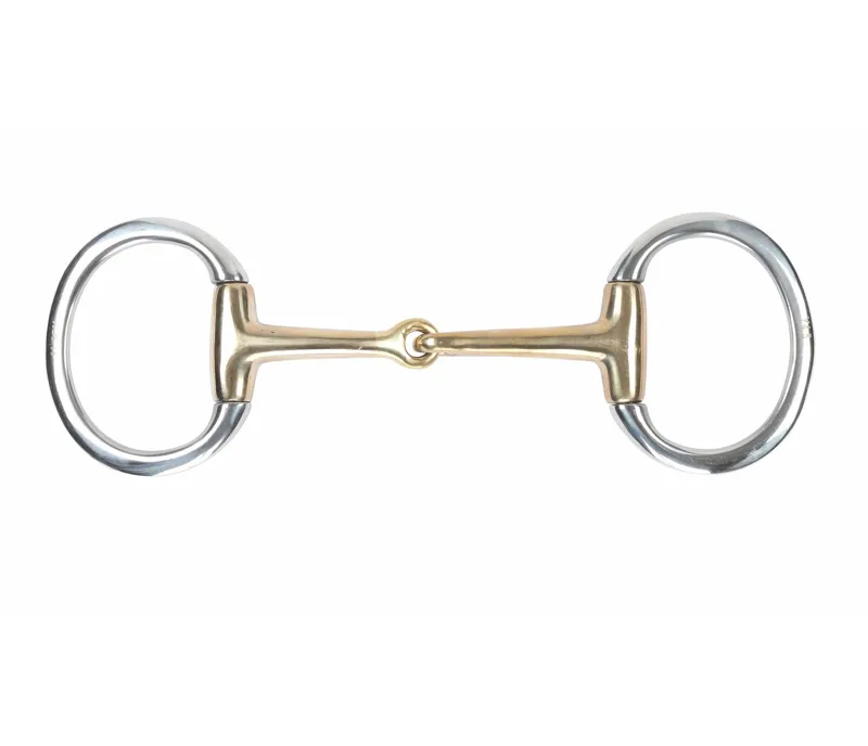 Shires Brass Alloy Flat Ring Jointed Eggbutt bit in BRASS
