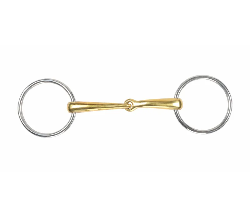 Shires Brass Alloy Curved Loose Ring Snaffle bit in BRASS