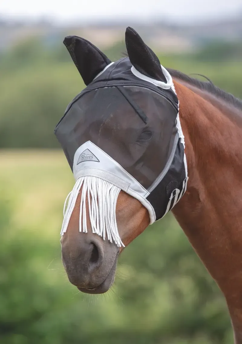 Flyguard Fine Mesh Fly Mask with Ears and Nose in BLACK