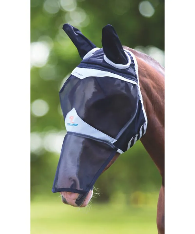 Flyguard Fine Mesh Fly Mask with Ears and Nose in BLACK