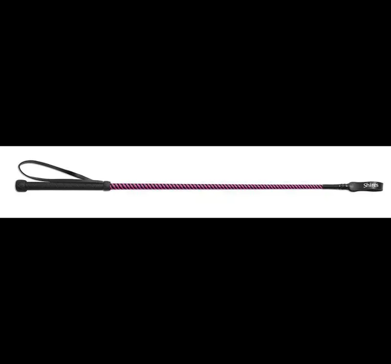 Shires Childrens 24 Inch Thread Stem Whip In Black/Raspberry