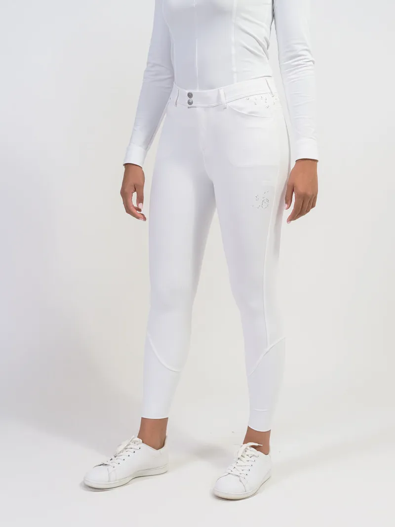Samshield Jully Crystal Leaf Knee Grip Breeches White-5
