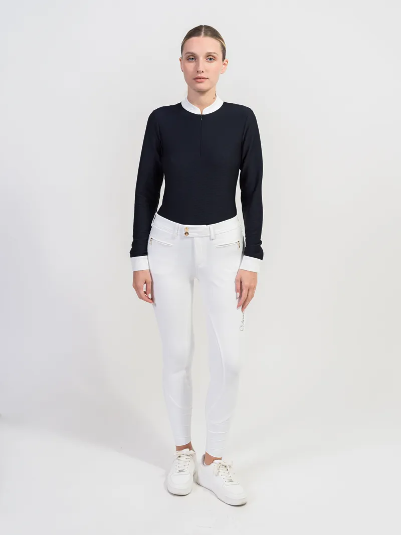 Samshield Louisella Long Sleeved Textured Show Shirt Navy-1