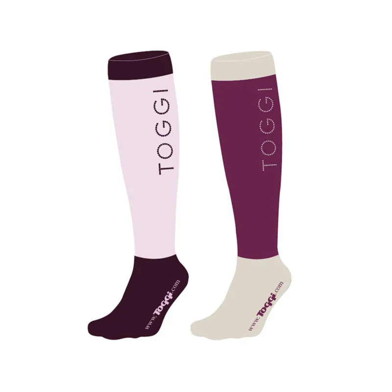 Toggi Womens Compression Socks Logo 2pk Purple 