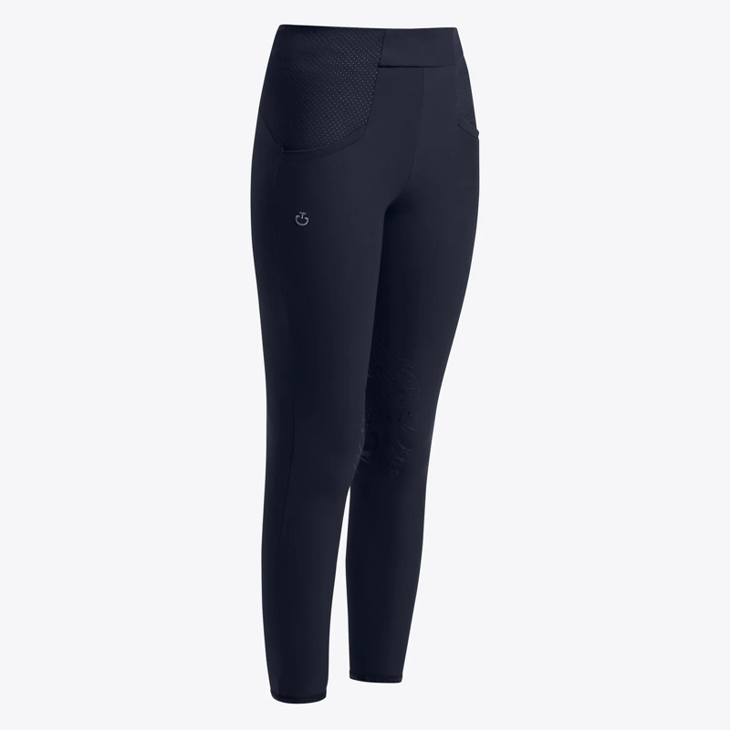 Cavalleria Toscana Girl's Perforated Insert Leggings Navy