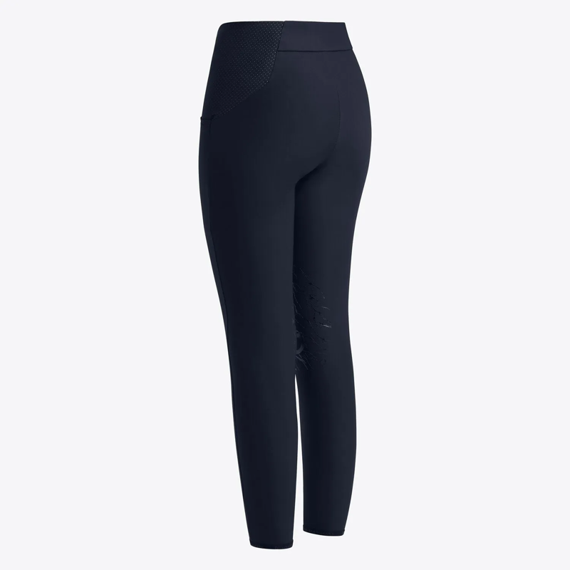 Cavalleria Toscana Girl's Perforated Insert Leggings Navy-1