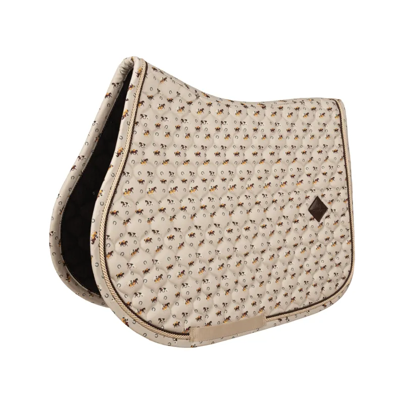Kentucky Saddle Pad Velvet Horse Printing Beige Full