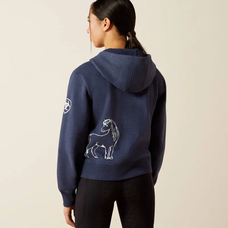 Ariat Yth Spiffy Full Zip Sweatshirt Navy Heather-1