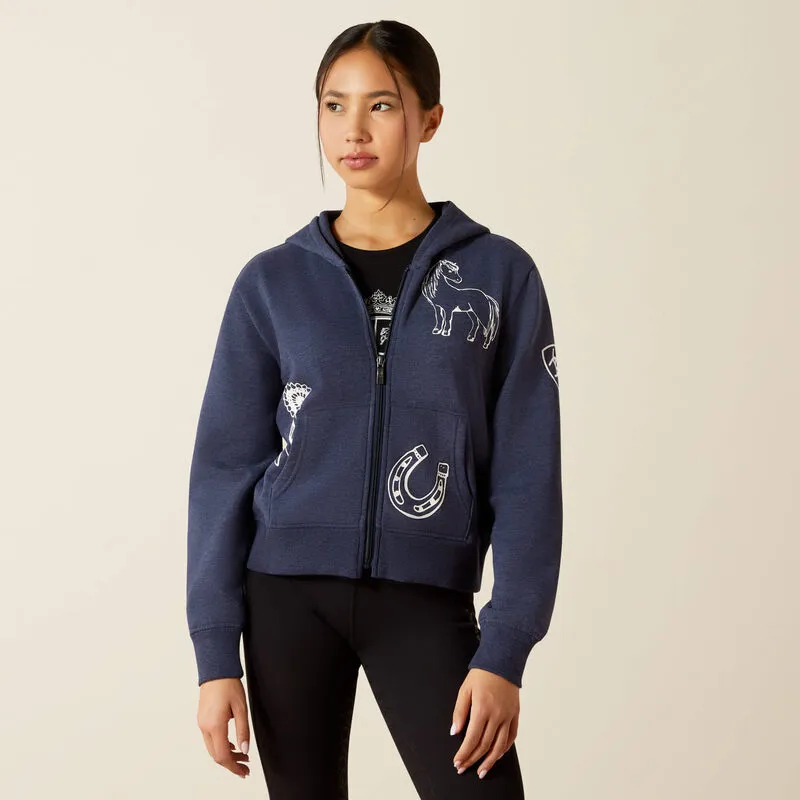 Ariat Yth Spiffy Full Zip Sweatshirt Navy Heather