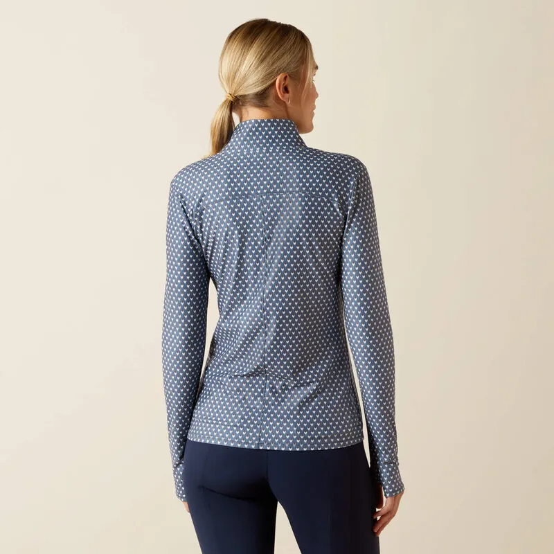 Ariat Wms Lowell 3.0 1/4 Zip Baselayer China Blue Arrows-1