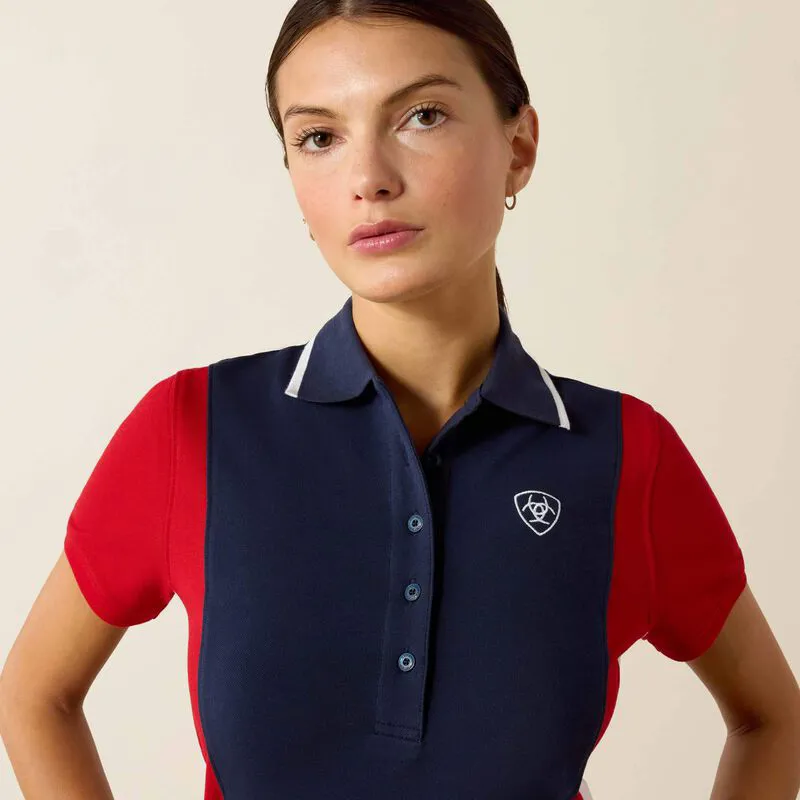 Ariat Taryn Short Sleeve Polo Navy/Red-1