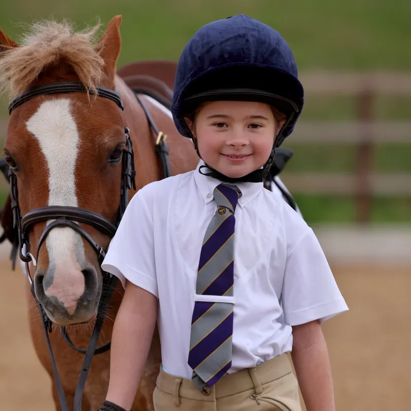 Aubrion Short Sleeve Tie Shirt - Young Rider WHITE