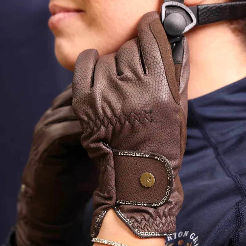 Aubrion Stadium Riding Gloves Brown