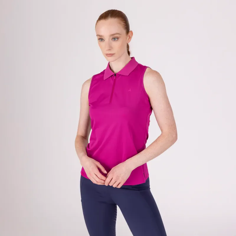 Aubrion React Sleeveless Tech Polo Fuchsia