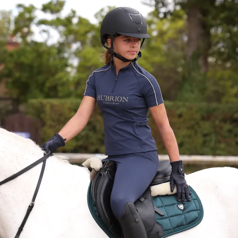 Aubrion Young Rider Equestrian Short Sleeve Base Layer Heather