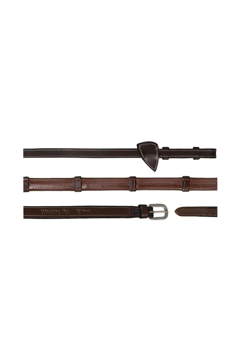 Dy'On 1/2 Rubber Reins With 7 Leather Loops Brown