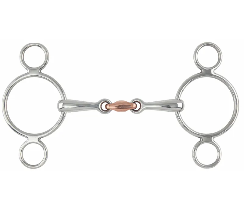 Shires Two Ring Copper Lozenge Gag in S/STEEL