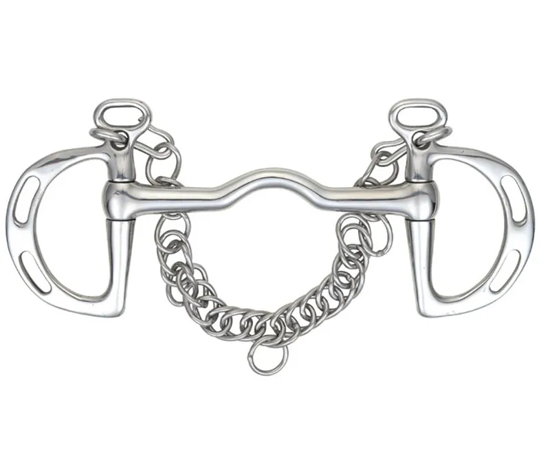 Shires Slotted Cheek Port Mouth Kimblewick bit in S/STEEL