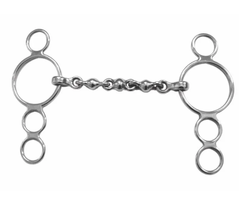 Shires 3 Ring Dutch Gag Bit With Waterford Mouth  in S/STEEL