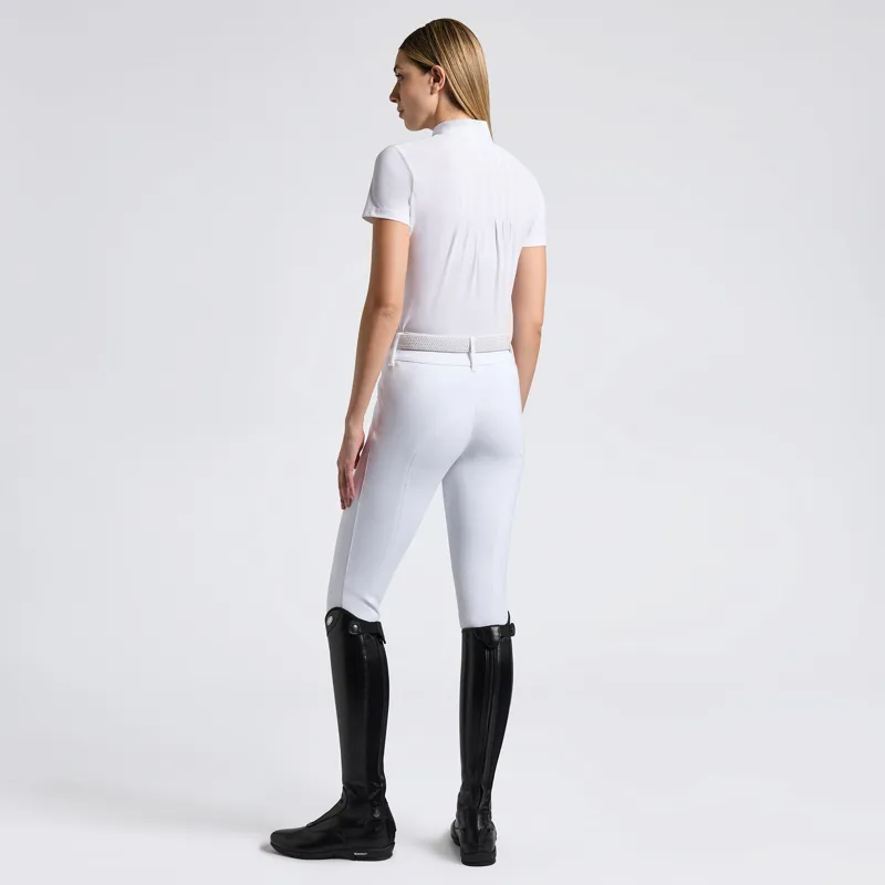 Cavalleria Toscana Womens Competition Shirt in Technical Jersey with Buttons White-1