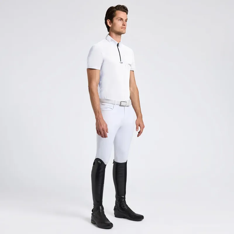 Cavalleria Toscana Mens Competition Shirt with Perforated Pocket White