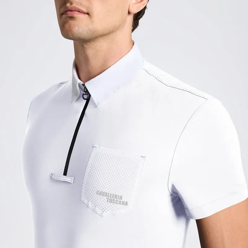 Cavalleria Toscana Mens Competition Shirt with Perforated Pocket White-1