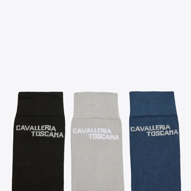 Cavalleria Toscana Jacquard Logo Socks 3 Pack Multicolour