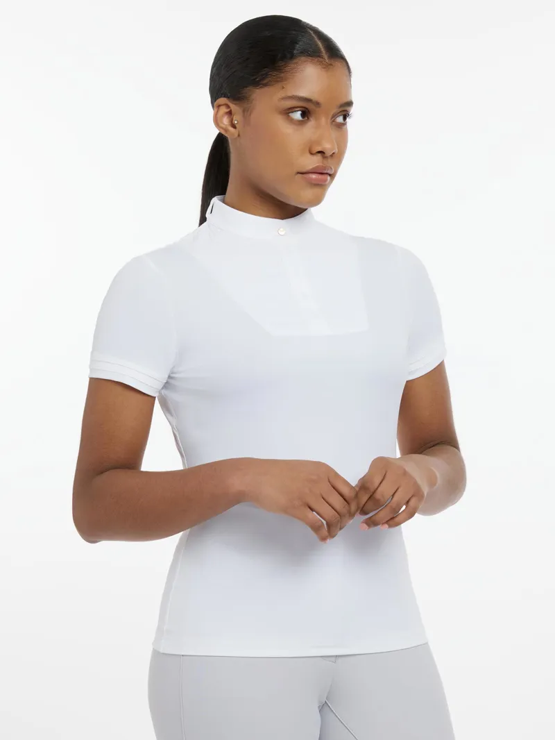 LeMieux Sophia Short Sleeve Pleated Show Shirt Whitw -1