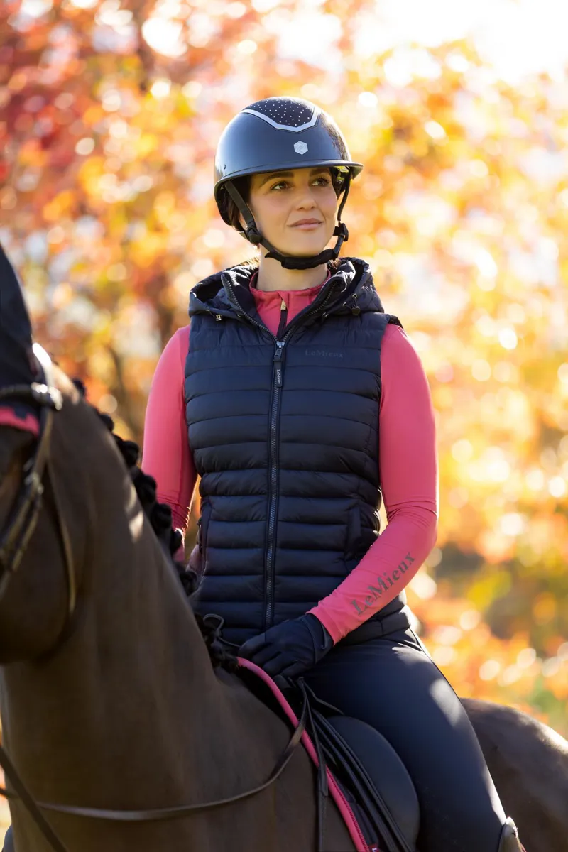 Le Mieux Rose Hooded Puffer Gilet Navy