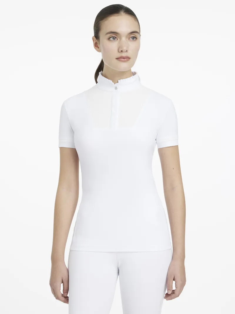 Le Mieux Sophia Short Sleeve Pleated Show Shirt White