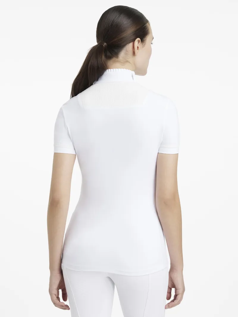 Le Mieux Sophia Short Sleeve Pleated Show Shirt White-1