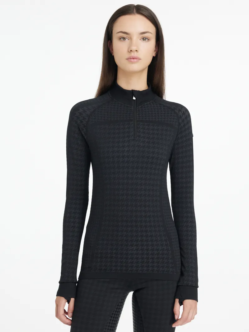 Le Mieux Aspen Houndstooth Quarter Zip Top-1