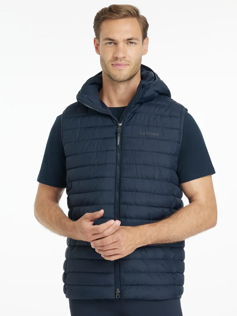 Le Mieux Mens Hooded Puffer Gilet Navy