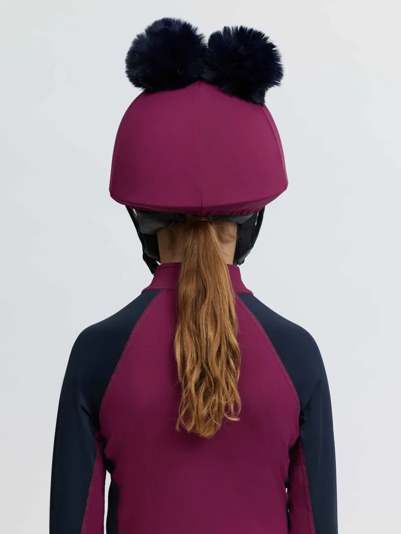 LeMieux Mini Double Pom Hat Silk Blackberry-1
