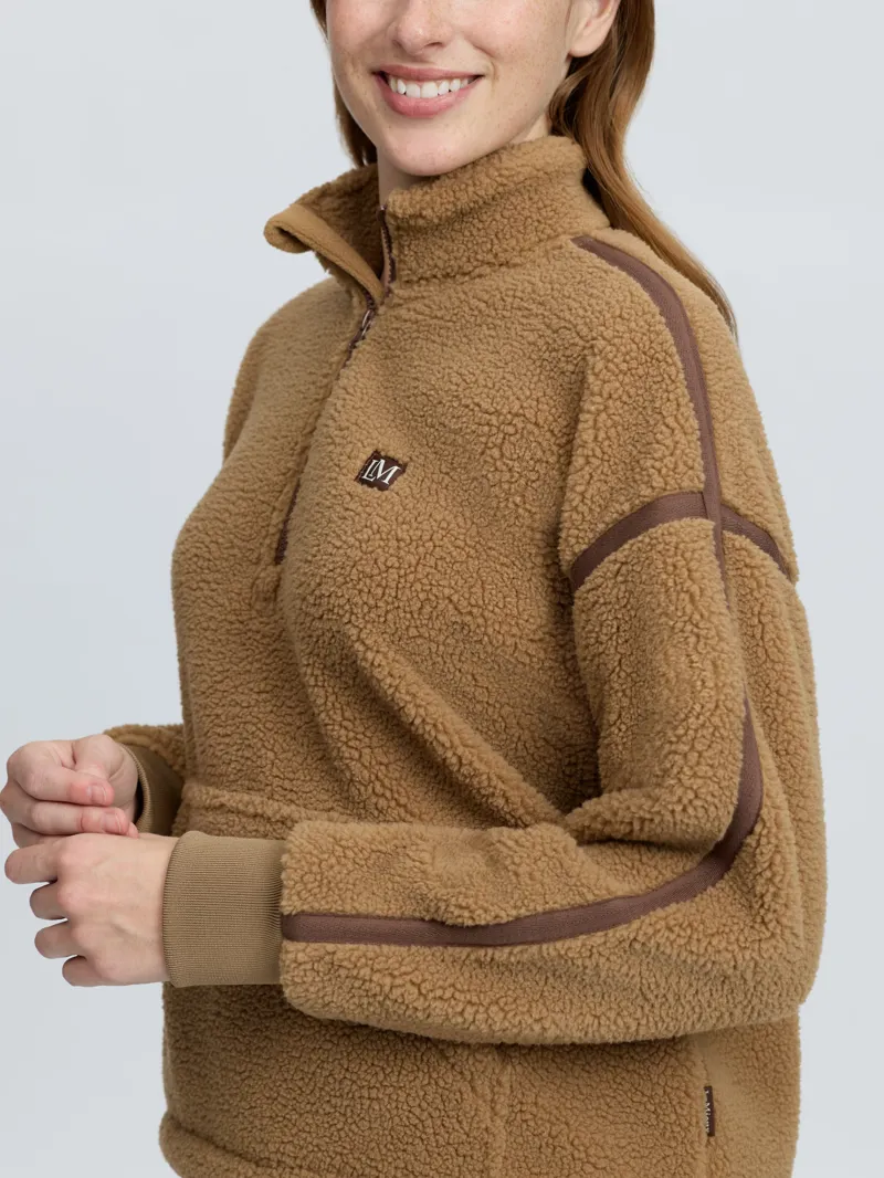 Avery Teddy Quarter Zip Fleece Caramel-1