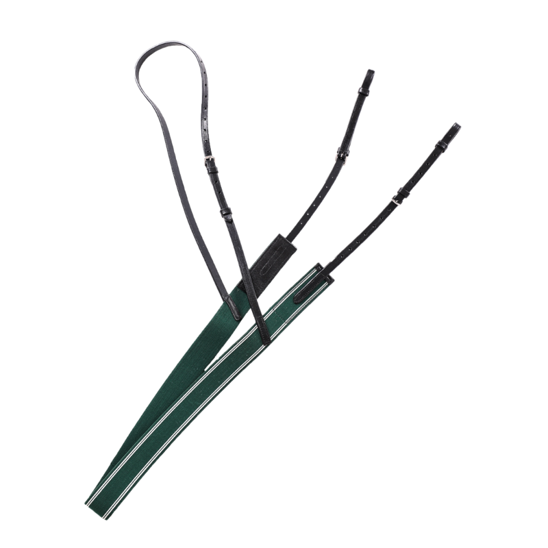 Breeze Up Leather Elasticated Breastplate Black with Green-1