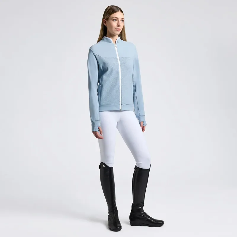 Cavalleria Toscana Womens Technical Crew Neck Sweatshirt with Zip Blue Fog