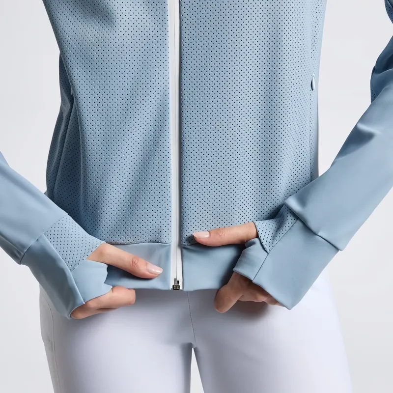 Cavalleria Toscana Womens Technical Crew Neck Sweatshirt with Zip Blue Fog-3