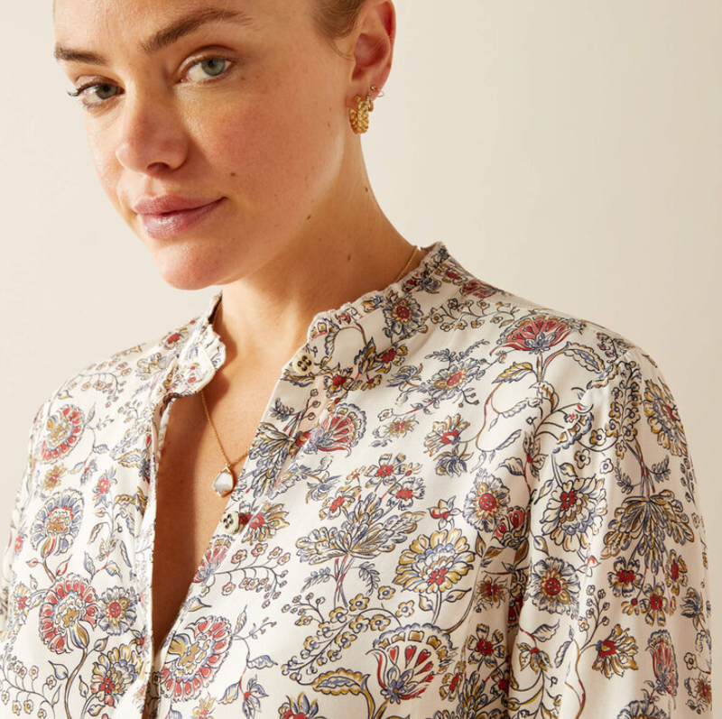 Wms Clarion LS Blouse Paisley Perennial Print-3