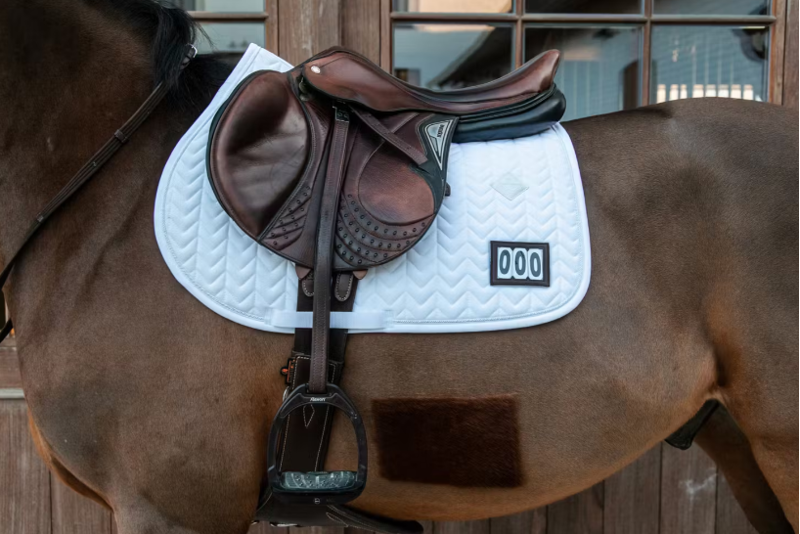 Saddle Pad Fishbone Competition Show Jumping White-1