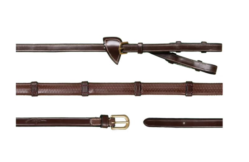 Dy'on 1/2 Converter Rubber Reins With 7 Leather Loops Brown-1