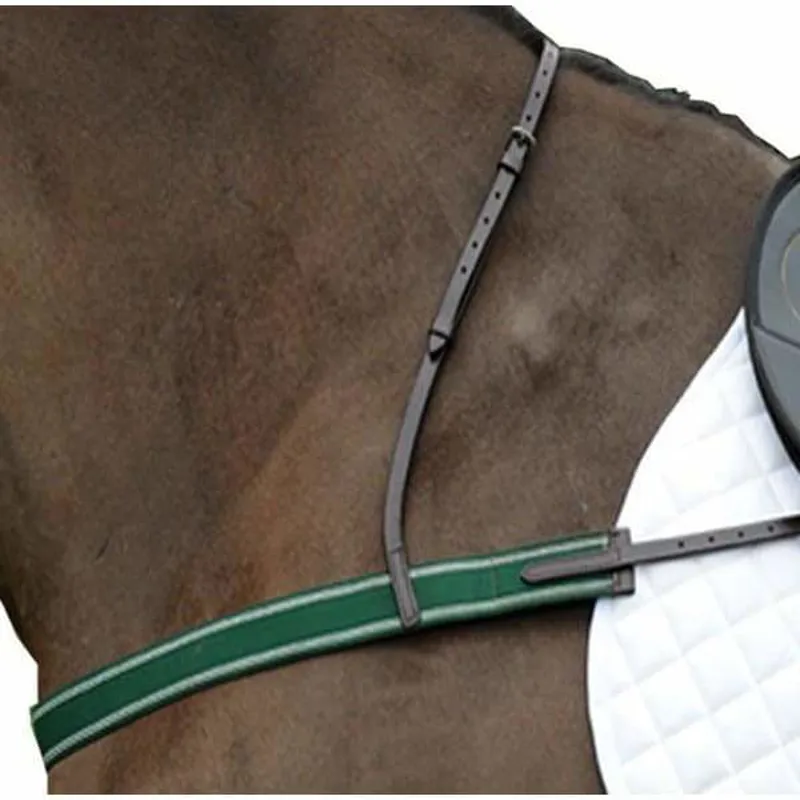 Breeze Up Leather Elasticated Breastplate Black with Green