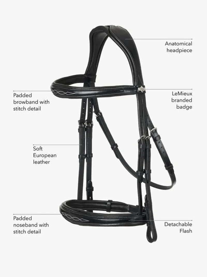 LeMieux Kudos Competition Flash Bridle Havana-5